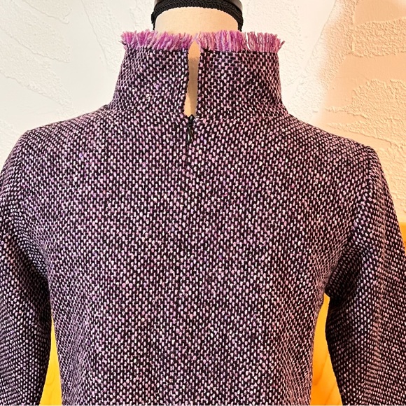 Ann Mashburn Ana Wool Tweed Fringe Mock-Turtleneck Tunic Top Sz-XS - Picture 6 of 10